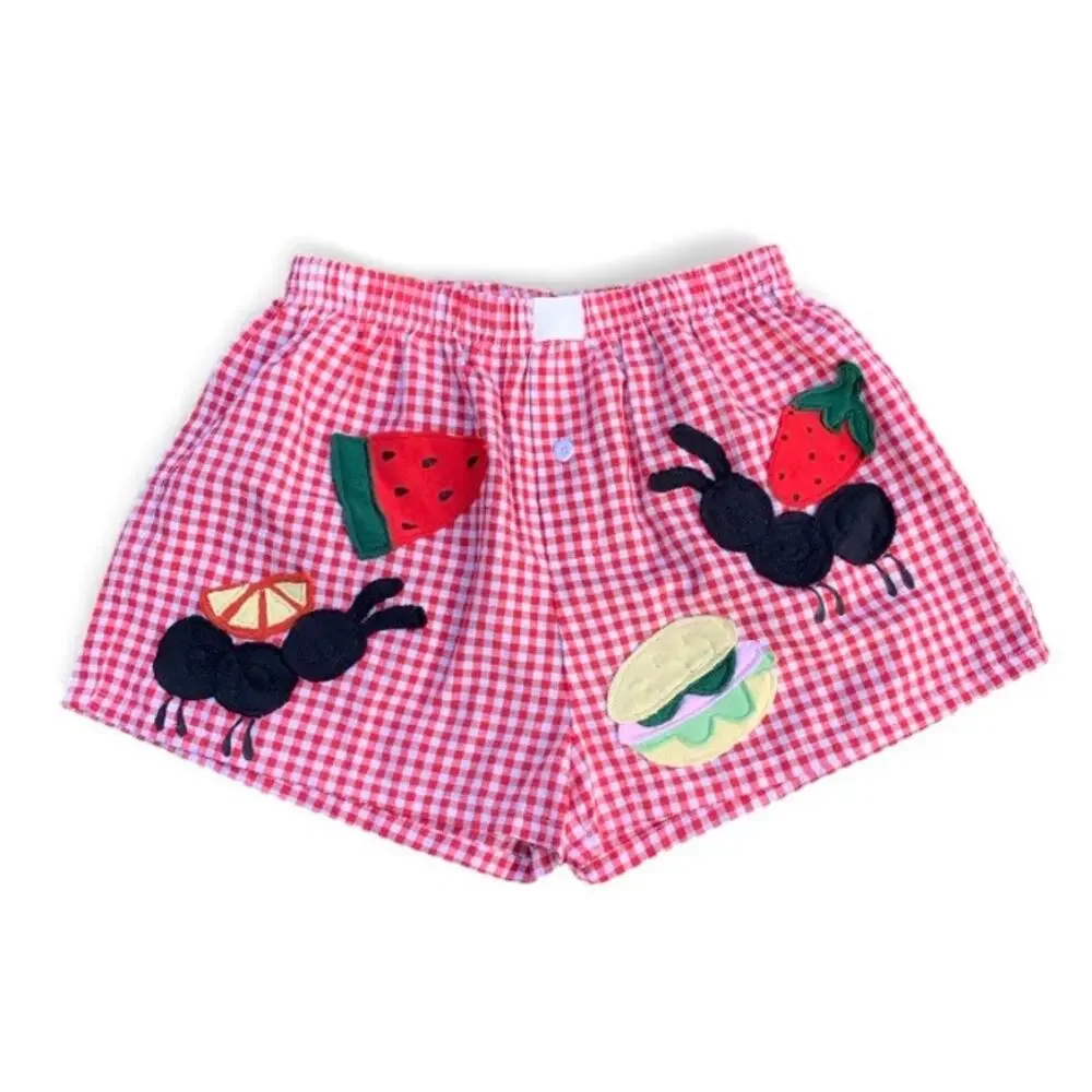 Custom Upcycled Patchwork Plaid Picnic Ant Shorts One of a Kind Size Small